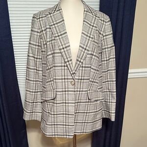 Talbots Beige and Black Checkered Blazer